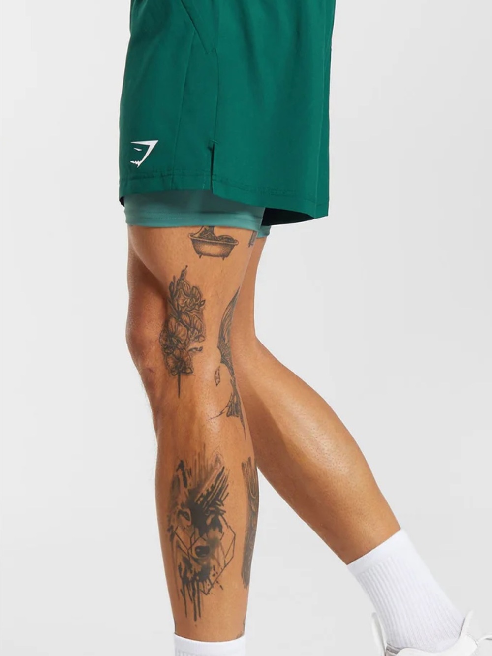 Gymshark Teal Athletic Men's Shorts with Black Drawstring